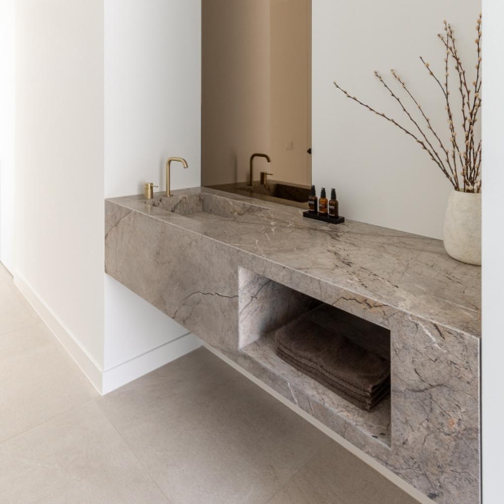 Clementine Castle Gray Marble Wall-Mounted Sink