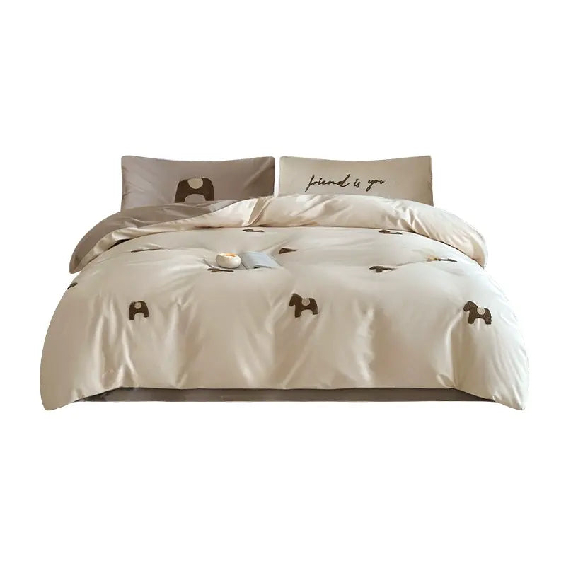 Fiorella French Cotton Wooden Horse Towel Set – Skin-Friendly Embroidery