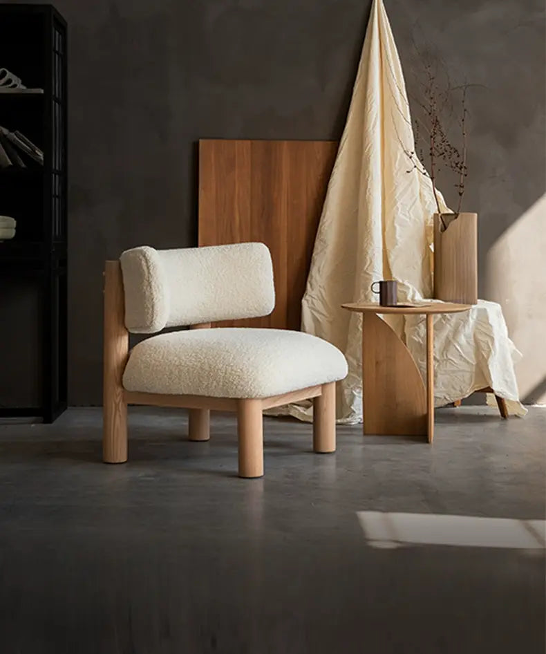 Cesare White Leisure Chair with Solid Oak Frame