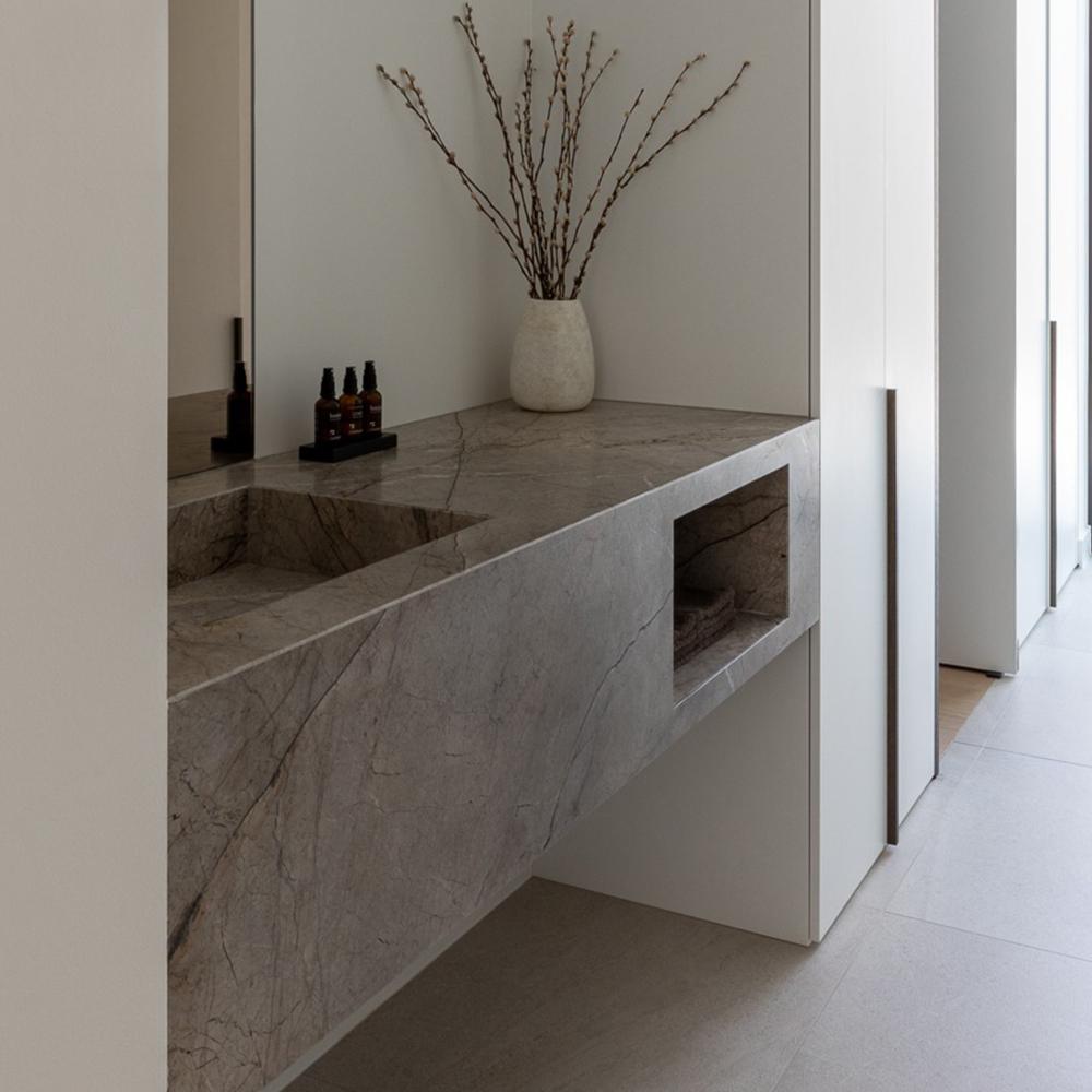 Clementine Castle Gray Marble Wall-Mounted Sink