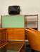 Vintage Italian 1970s Teak Mint Green Metal Trim Sideboard Cabinet