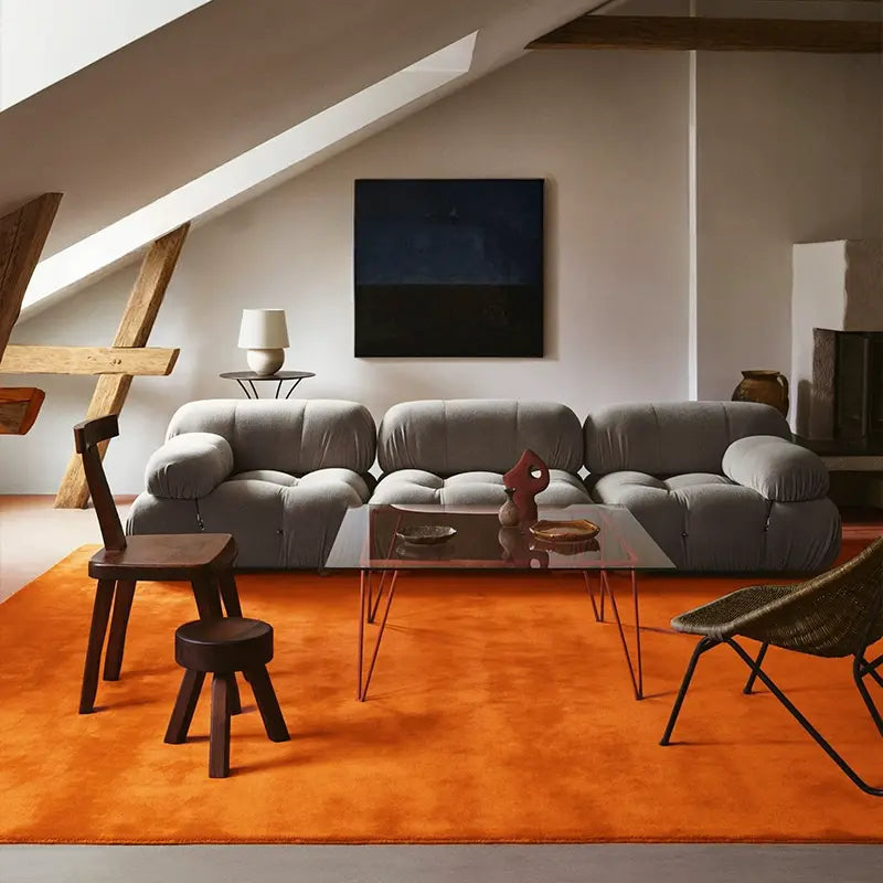 Azélie Handmade Solid Color Orange Carpet – Custom Design for Luxury Living