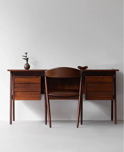 Carlotta Retro Teak and Cherry Office Desk