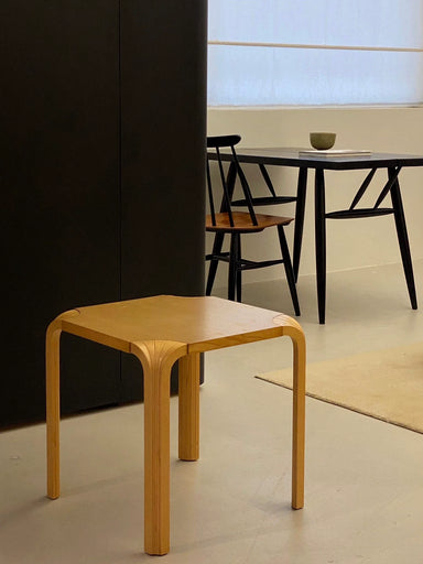 Vintage Alvar Aalto Artek Fan Leg Wood Tea Table Stool