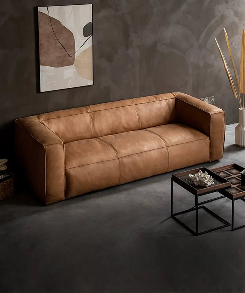 Emily Retro Style Cowhide Sofa with Subsidy