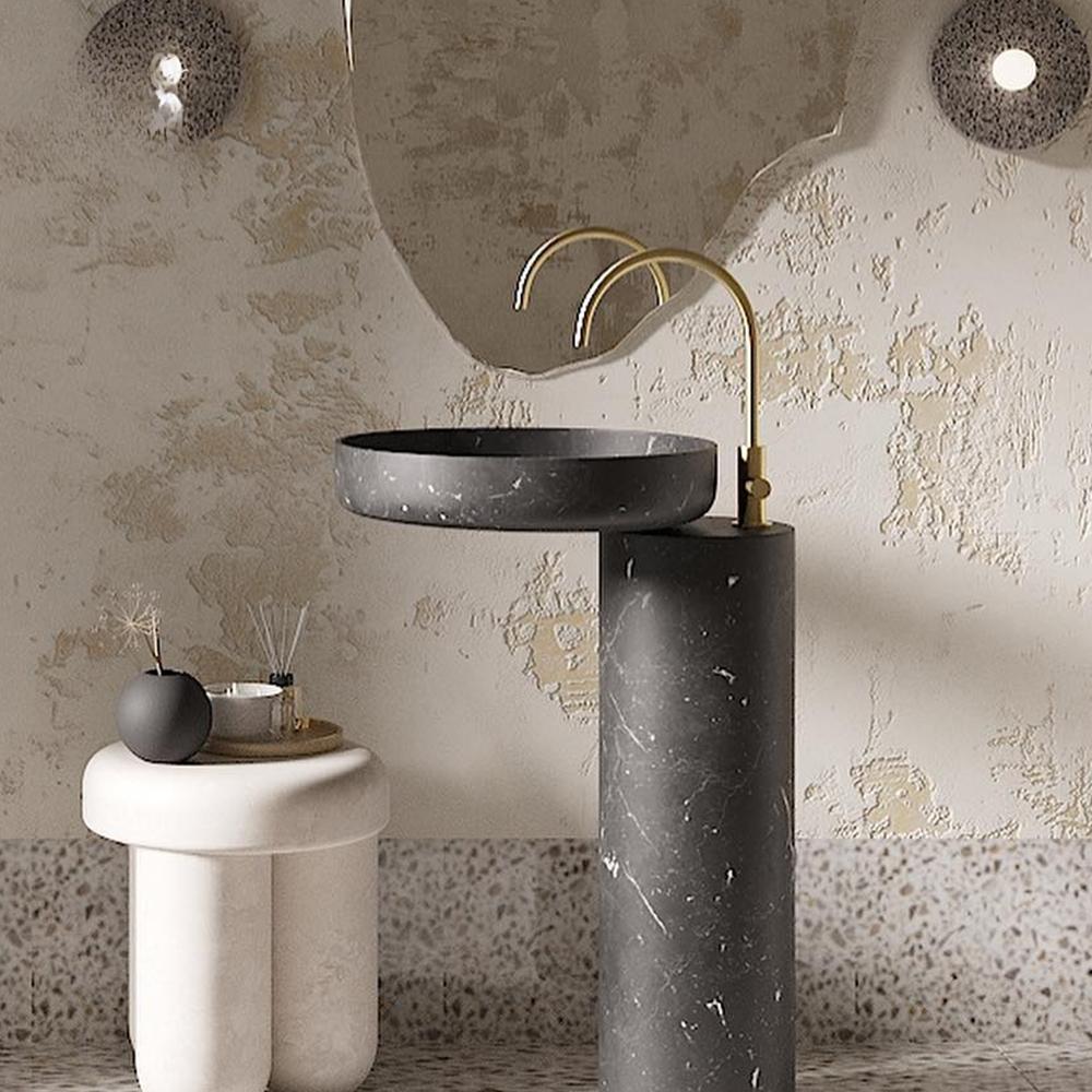 Rose uhe Medieval Marble Pedestal Basin