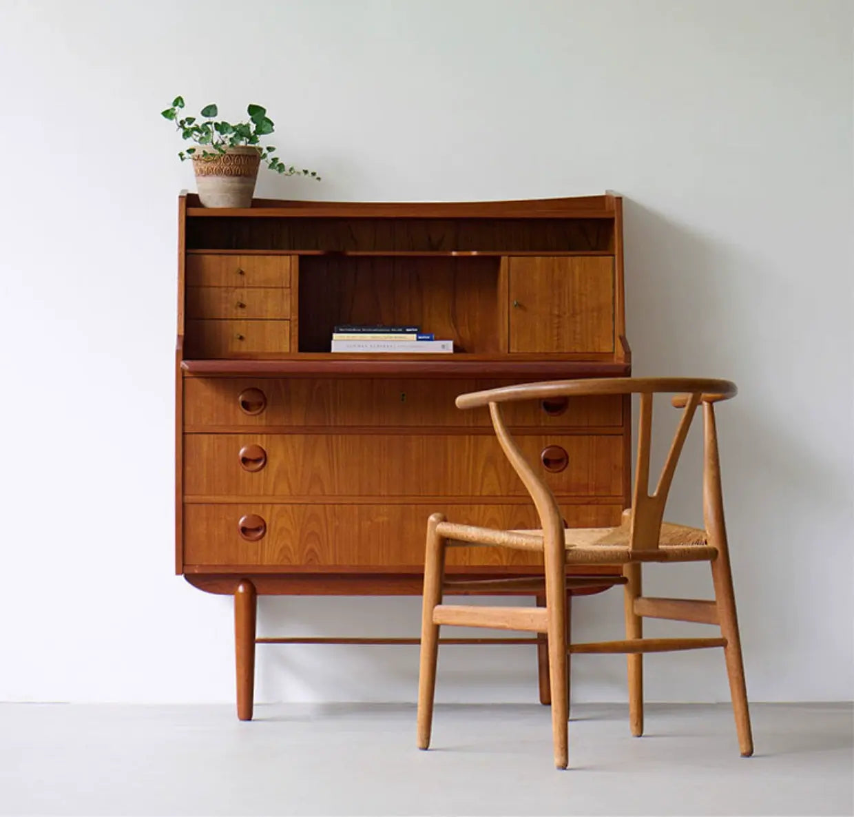 Chiara Retro Modern Cherry Secretary Cabinet Desk