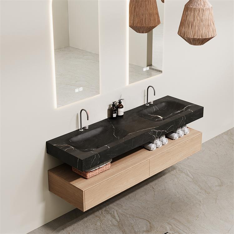 Azriel Kala Limestone Wall-Mounted Double Basin