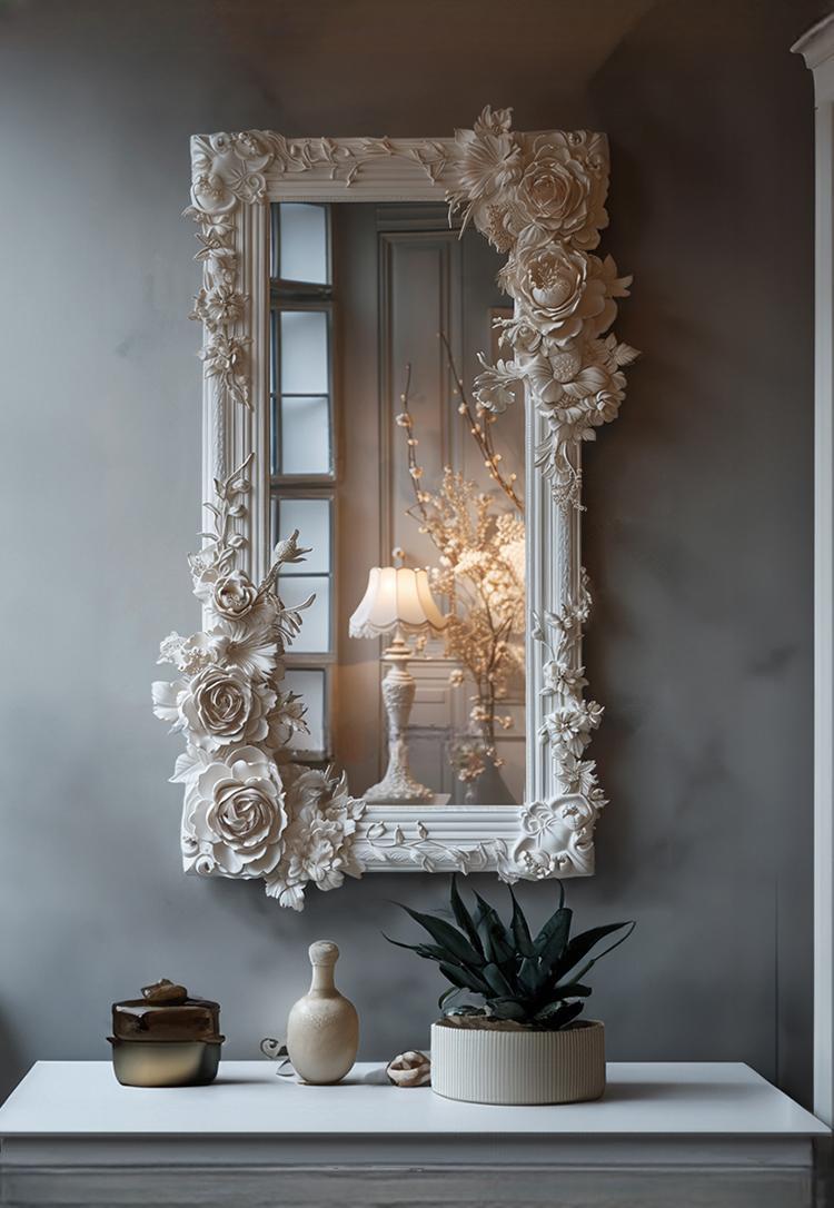 Ali Retro Carved Half-Length Mirror