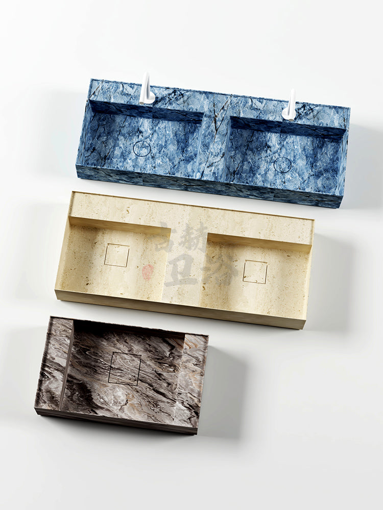 Josiah  Panda White Marble Double Basin