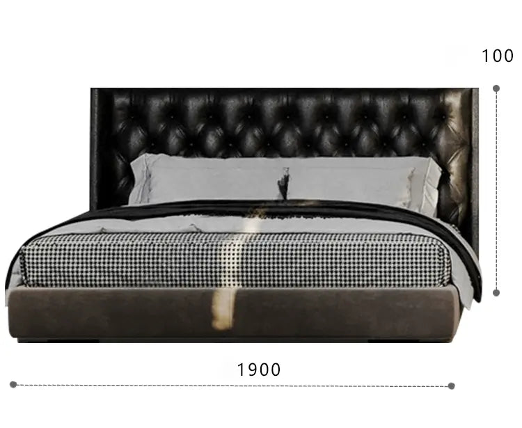 Mercer Retro Black Leather Soft Double Bed