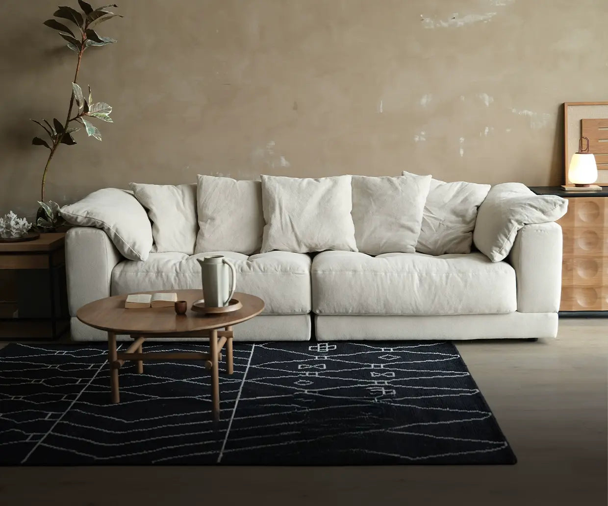 Sole Elegant White Cloud High-End Fabric Sofa