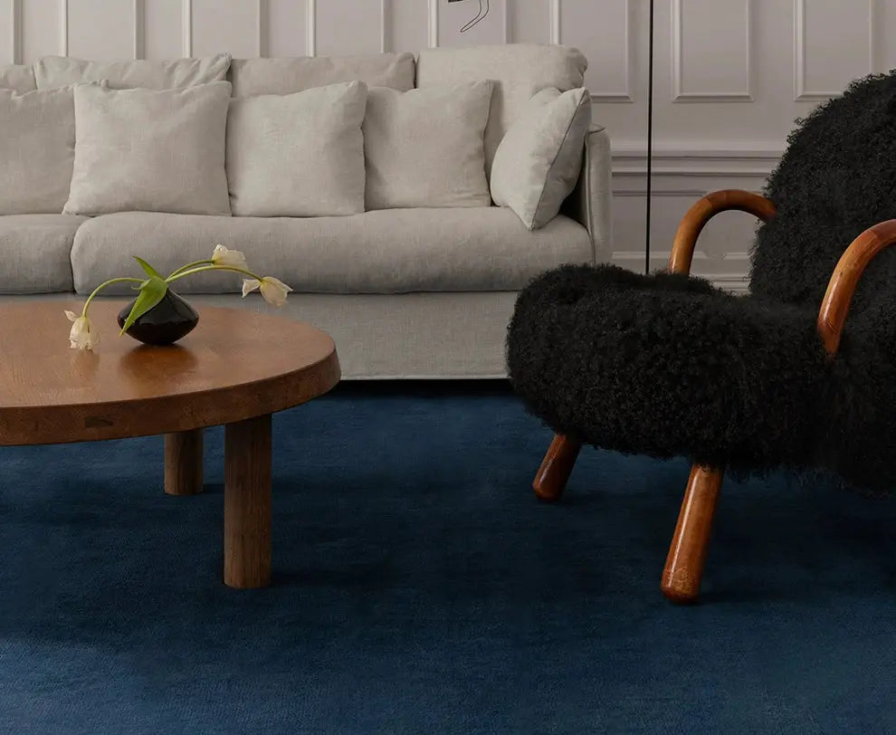 PaaDee retro pure blue carpet living room medieval style light luxury high-end bedroom American European style minimalist bedside