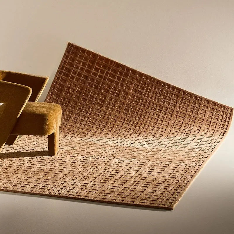 Aurelia Geometric Plaid Handmade Coffee Table Blanket – Elegant Light Luxury Design