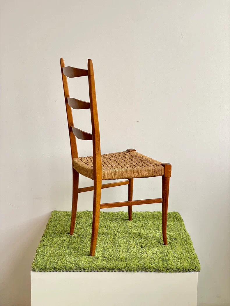 Vintage French Country Style Thonet Rope Woven High-Back Dining Chair