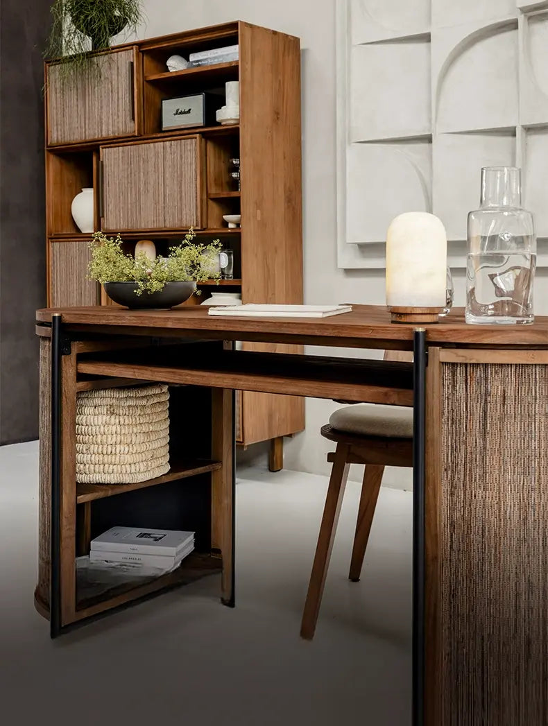 Filippo Solid Wood Oval Retro Study Desk
