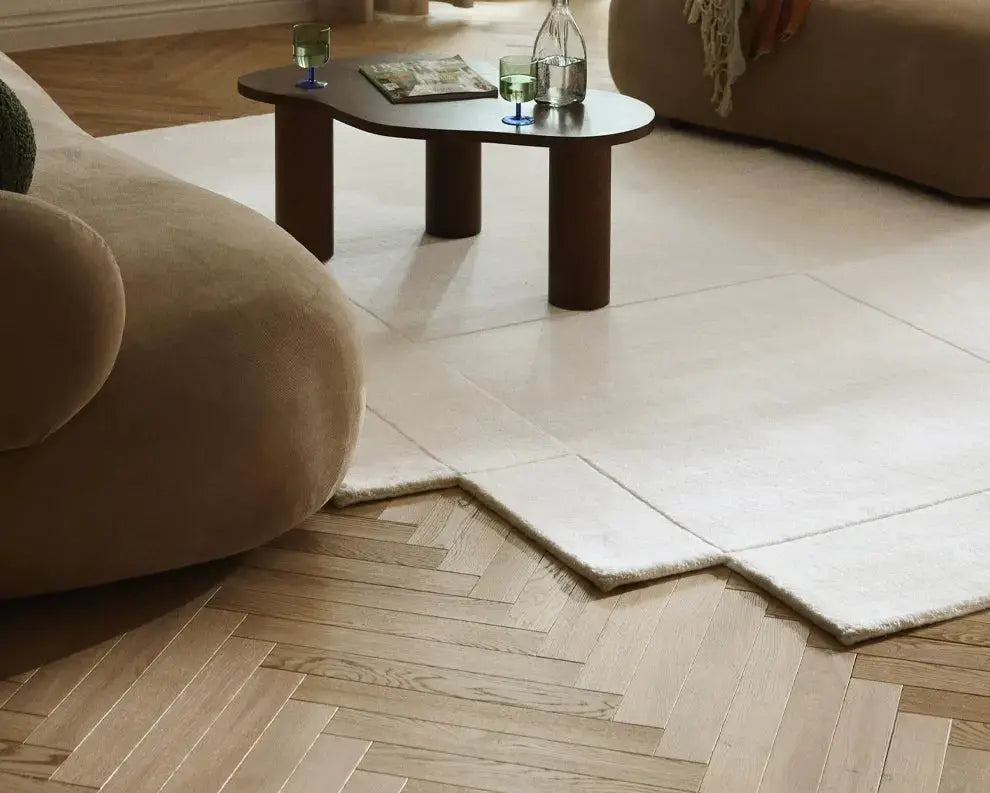 Amaryllis Nordic Retro White Coffee Table Carpet – Formaldehyde-Free Design