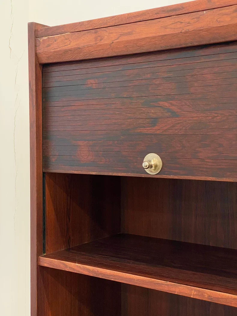 Vintage Italian 1970s Rosewood Roll-Top Stackable Buffet Sideboard Cabinet