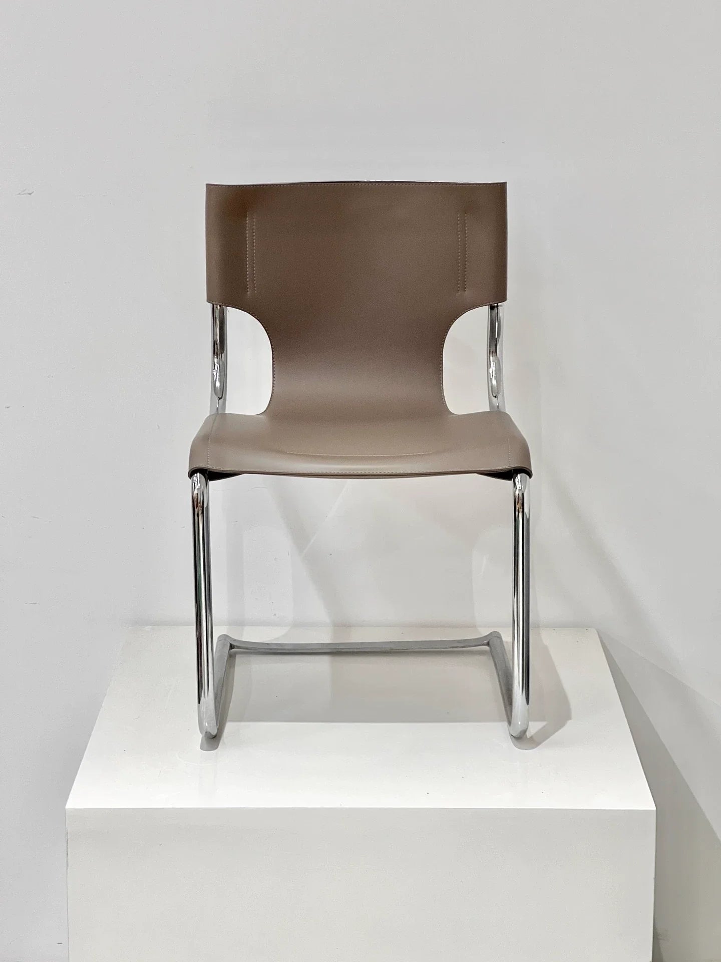 Vintage Italian Carlo Bartoli 920 S-Shape Cantilever Leather Dining Chair