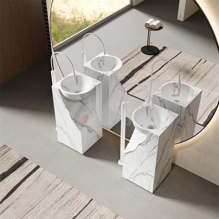 Caroline White Cave Stone Pedestal Basin