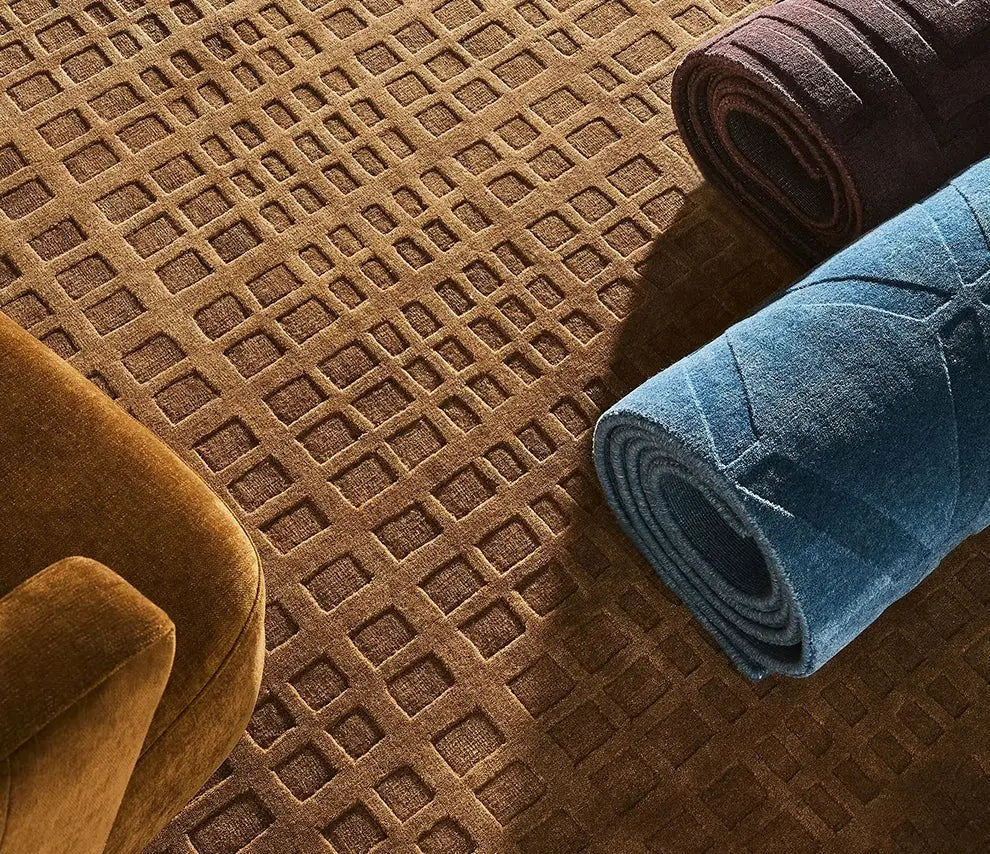 Amber Plaid Handmade Coffee Table Blanket – High-End Luxury Design