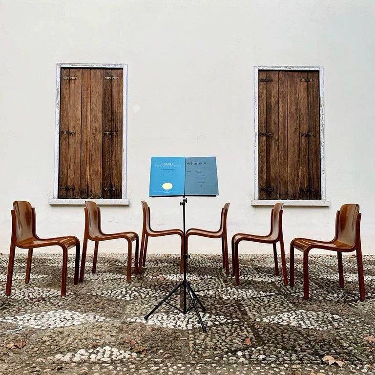 Vintage Italian Carlo Bartoli Mito T70 Walnut Beech Dining Chair 1960s