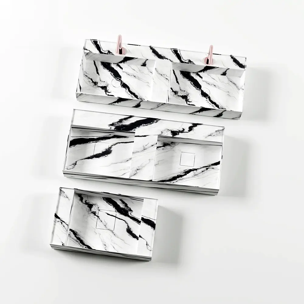 Josiah  Panda White Marble Double Basin