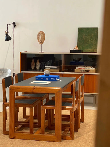 Mid-Century Modern André Sornay Designer Dining Table with Dark Gray Top