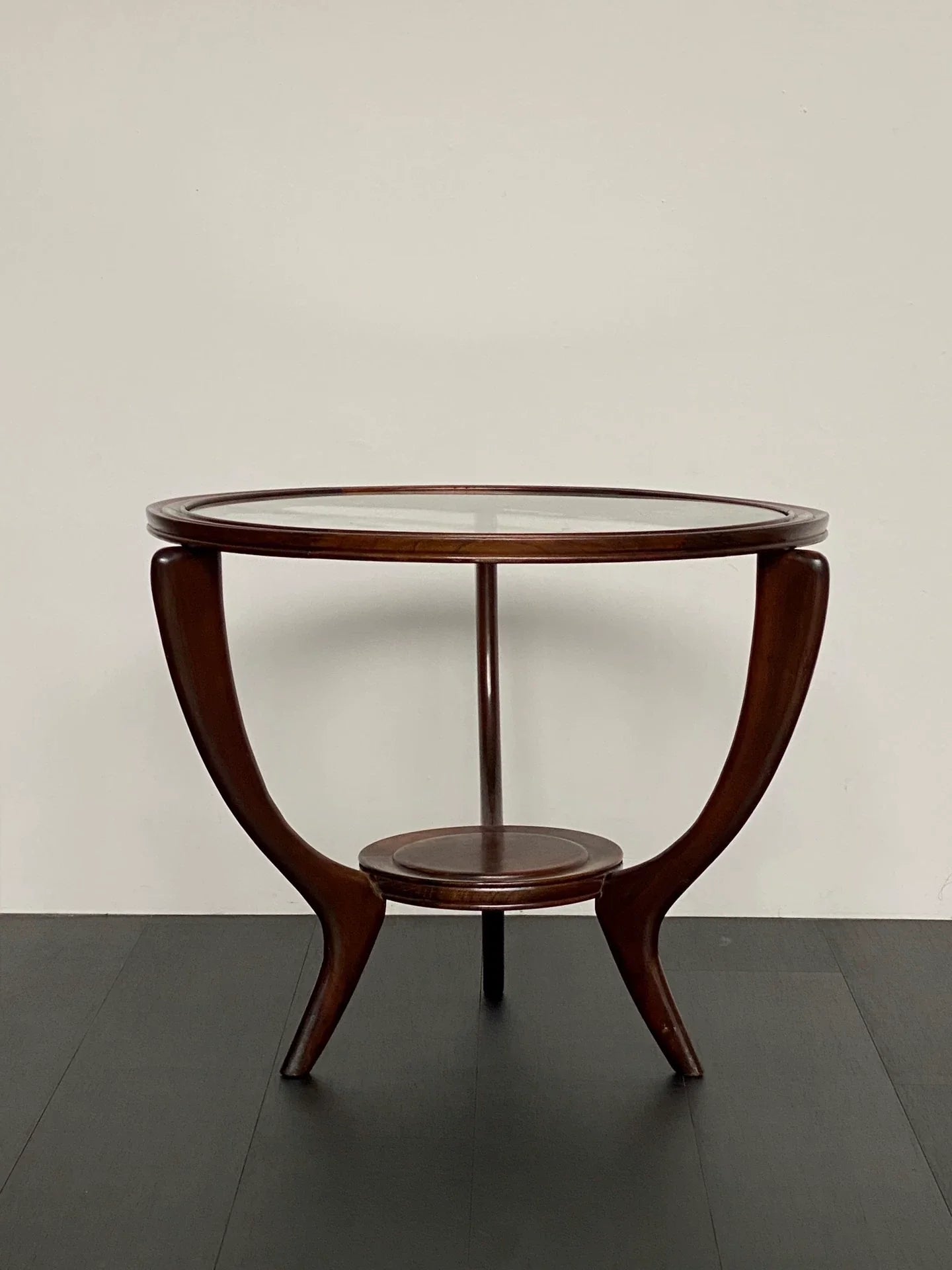 Authentic 1950s Italian Mid-Century Teak Wood Round Coffee Table