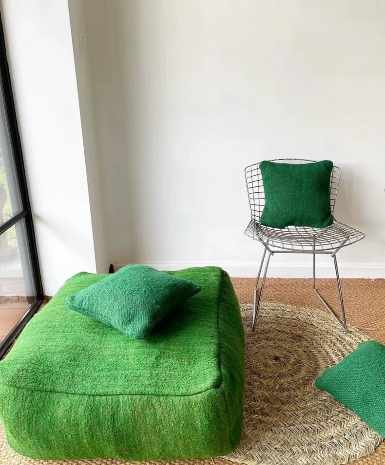 Vintage Knoll Bertoia Diamond Chair, Green Wool Fabric, Mid-Century Modern Design