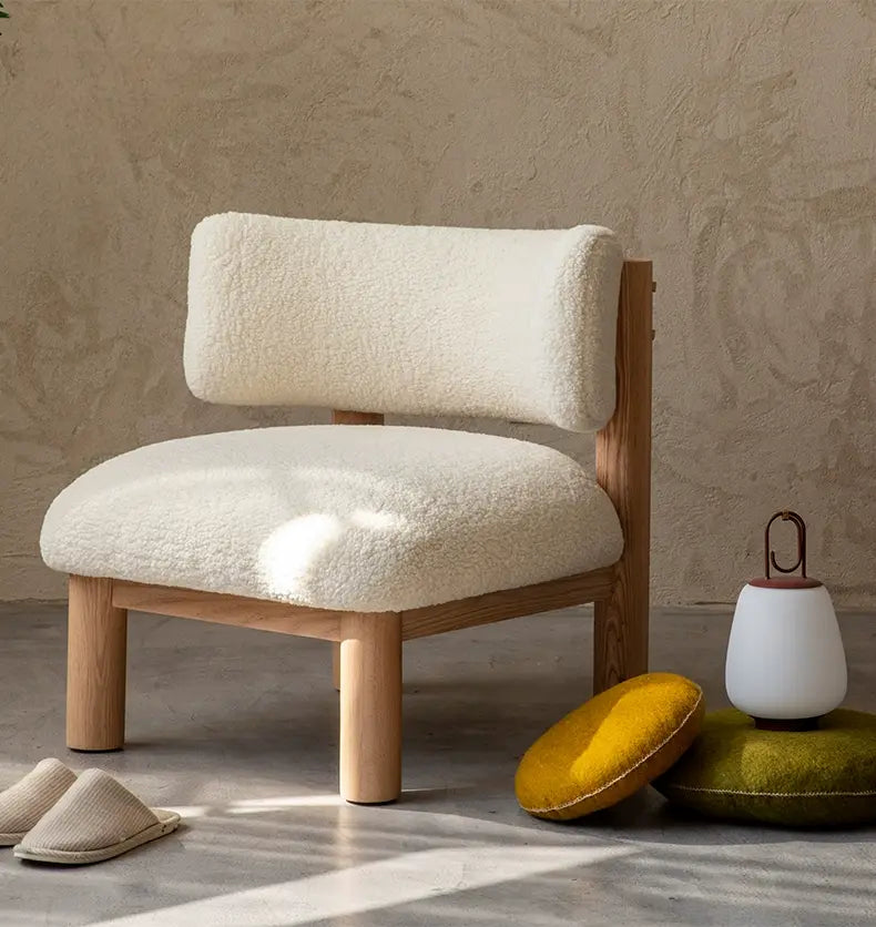 Cesare White Leisure Chair with Solid Oak Frame