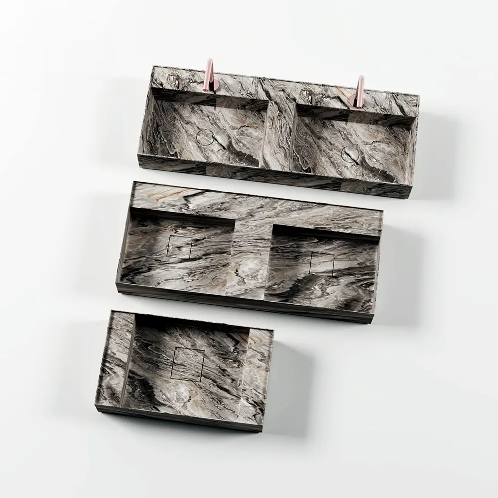 Josiah  Panda White Marble Double Basin