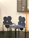 Vintage Italian Design Midnight Blue Flower Dining Chair Chrome Base