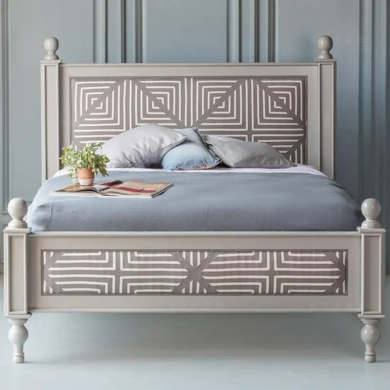 Dario Retro Solid Wood Wedding Bed Frame