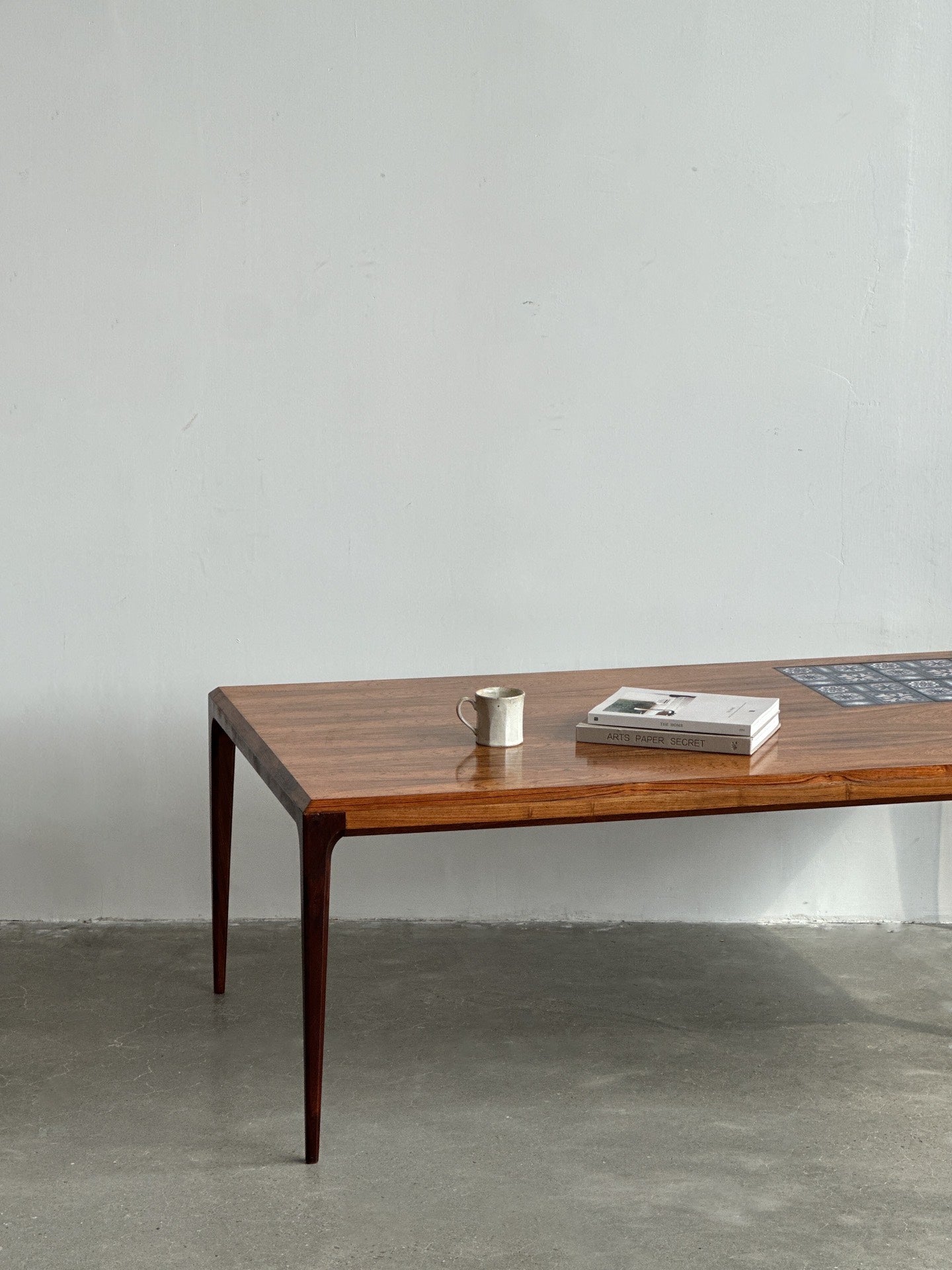 Vintage Danish Classic Designer Rosewood Tile Collage Coffee Table by Johannes Andersen