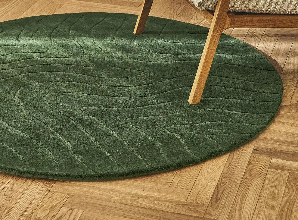 Violette Handmade Round Green Carpet – Luxurious Medieval Style
