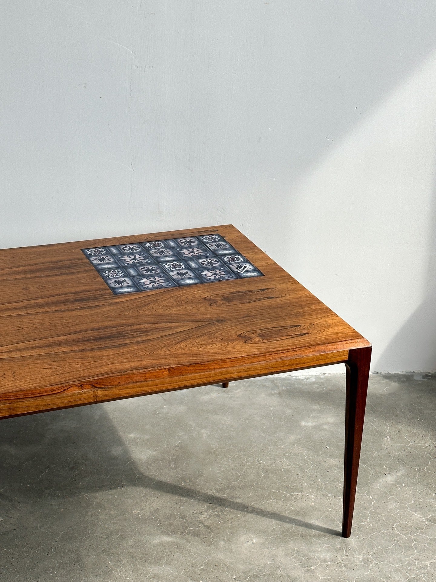 Vintage Danish Classic Designer Rosewood Tile Collage Coffee Table by Johannes Andersen
