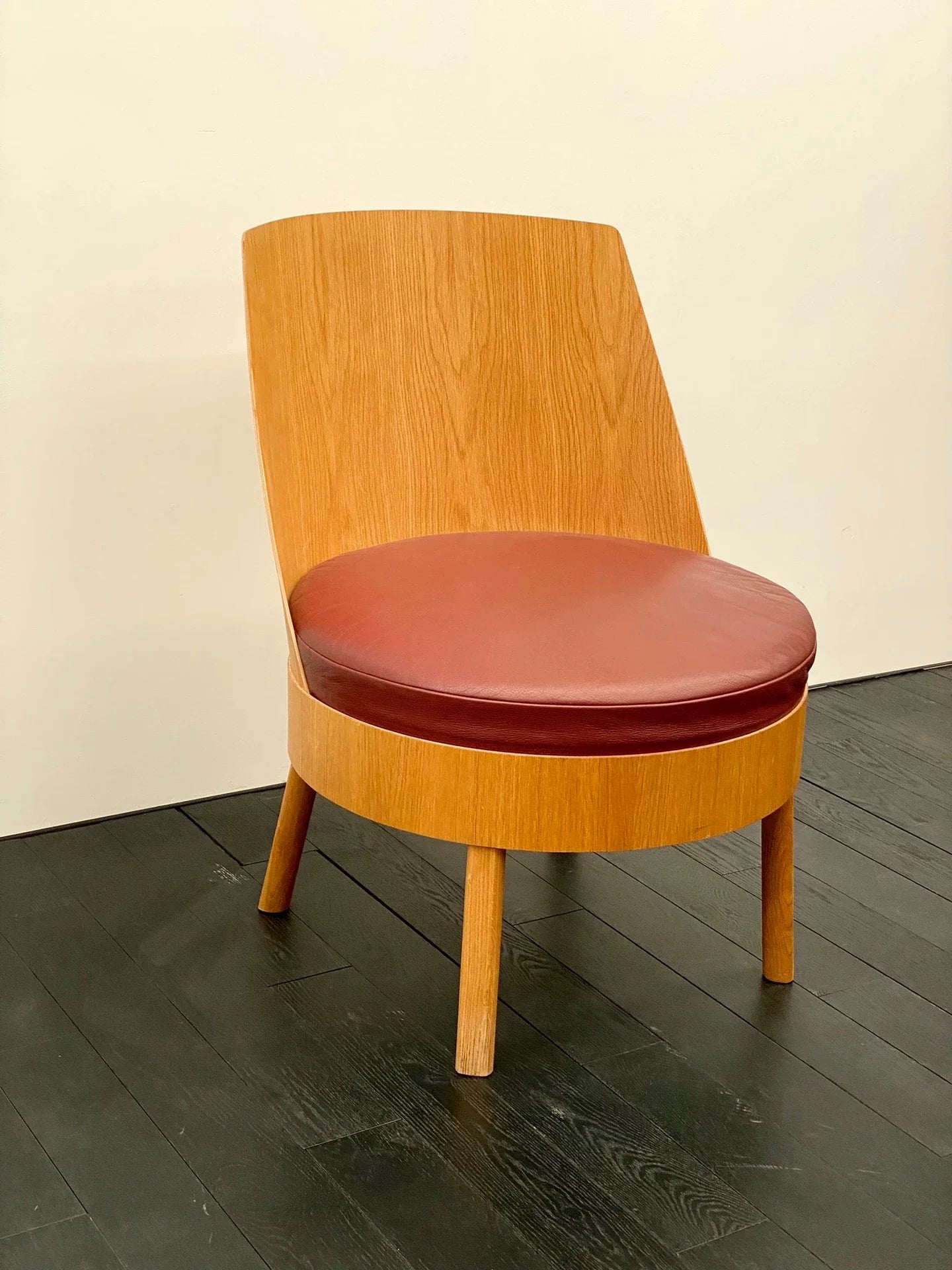 Premium German Bessy Leisure Chair, Stefan Diez, Oak Plywood, Leather