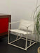 Radboud van Beekum FM61 Armchair: White Fabric, Sleek Metal Frame