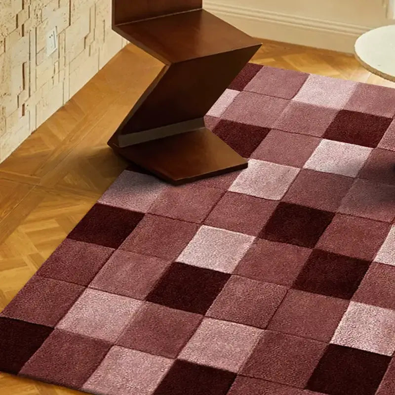 Celestine Hand-Woven Pink Plaid Rug – Formaldehyde-Free Luxury
