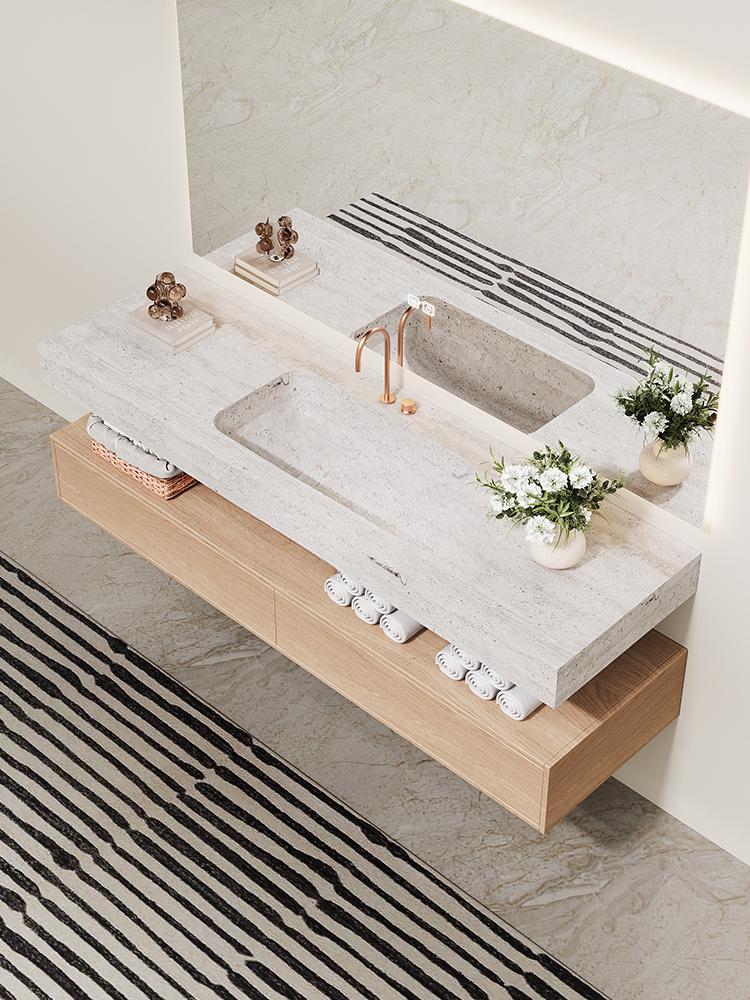 Inaya Red Cave Marble Wall-Mounted Sink