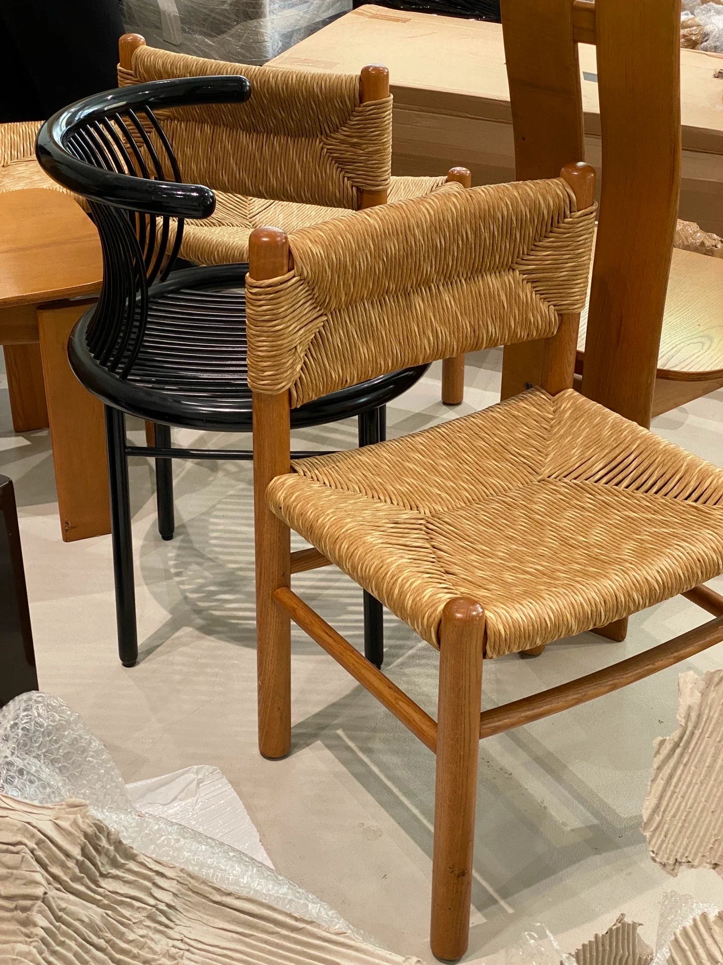 Vintage Helmut Lubke Black Lacquered Wood Dining Chair 1960s Mid-Century Design