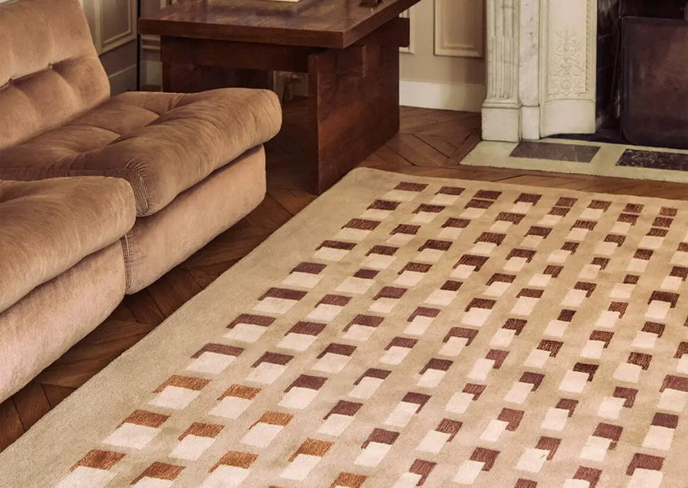 Evangeline Handmade Wabi-Sabi Style Coffee Table Carpet – High-End Italian Design
