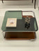 Vintage Italian 1980s Space Age Walnut Coffee Table, Smoky Green Glass Top