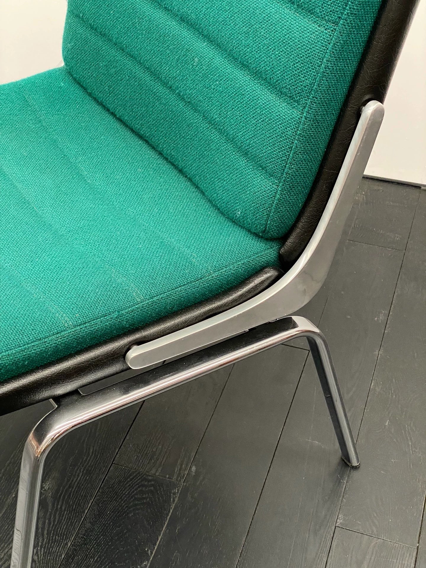 Vintage Drabert 1970s German Lake Green Wool Fabric Lounge Chair Mid-Century