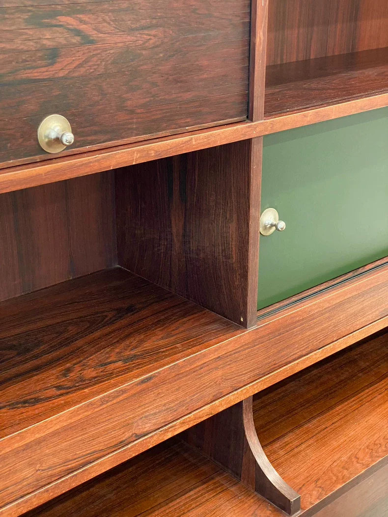Vintage Italian 1970s Rosewood Roll-Top Stackable Buffet Sideboard Cabinet