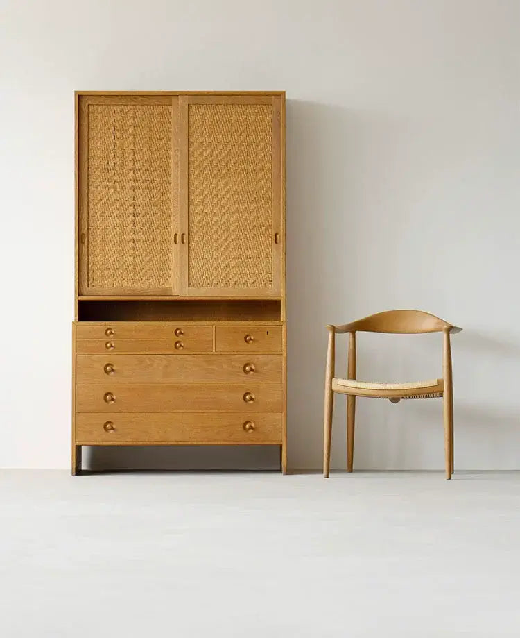 Otylia Cherry Wood Retro Storage Locker Cabinet