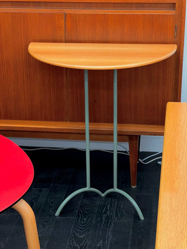 Vintage 1980s Memphis Style Half-Round Console Table with Mint Green Metal Legs