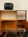 Vintage Italian 1970s Teak Mint Green Metal Trim Sideboard Cabinet