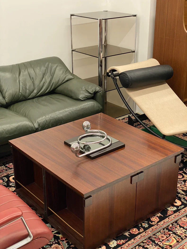 Vintage Italian Cassina Maralunga Olive Green Two-Seater Sofa
